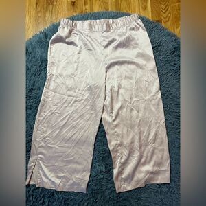 Silk Pearly Pink Wide Leg Cropped Pull On Pants
